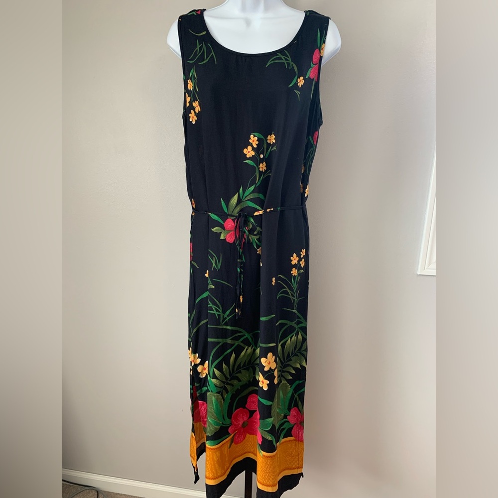 Jane Ashley Black Tropical Maxi Dress